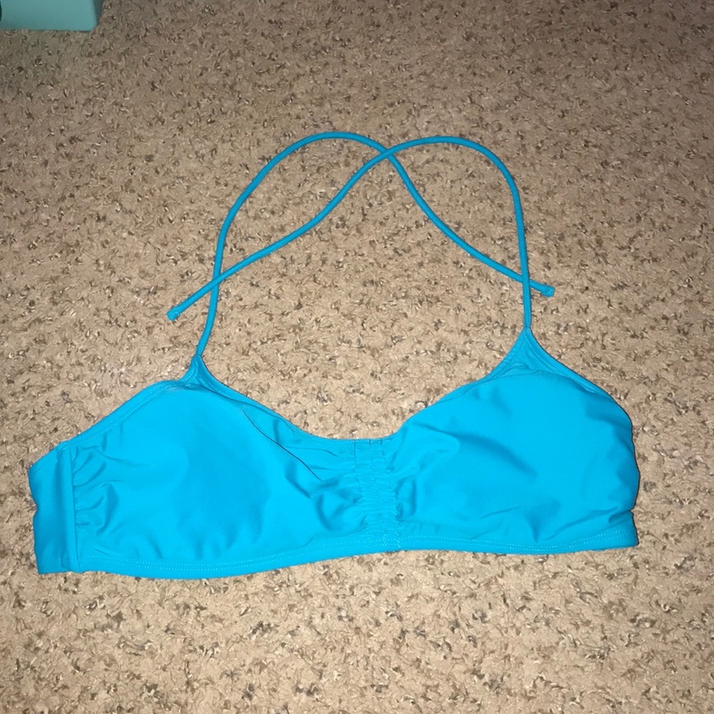 blue swimsuit top